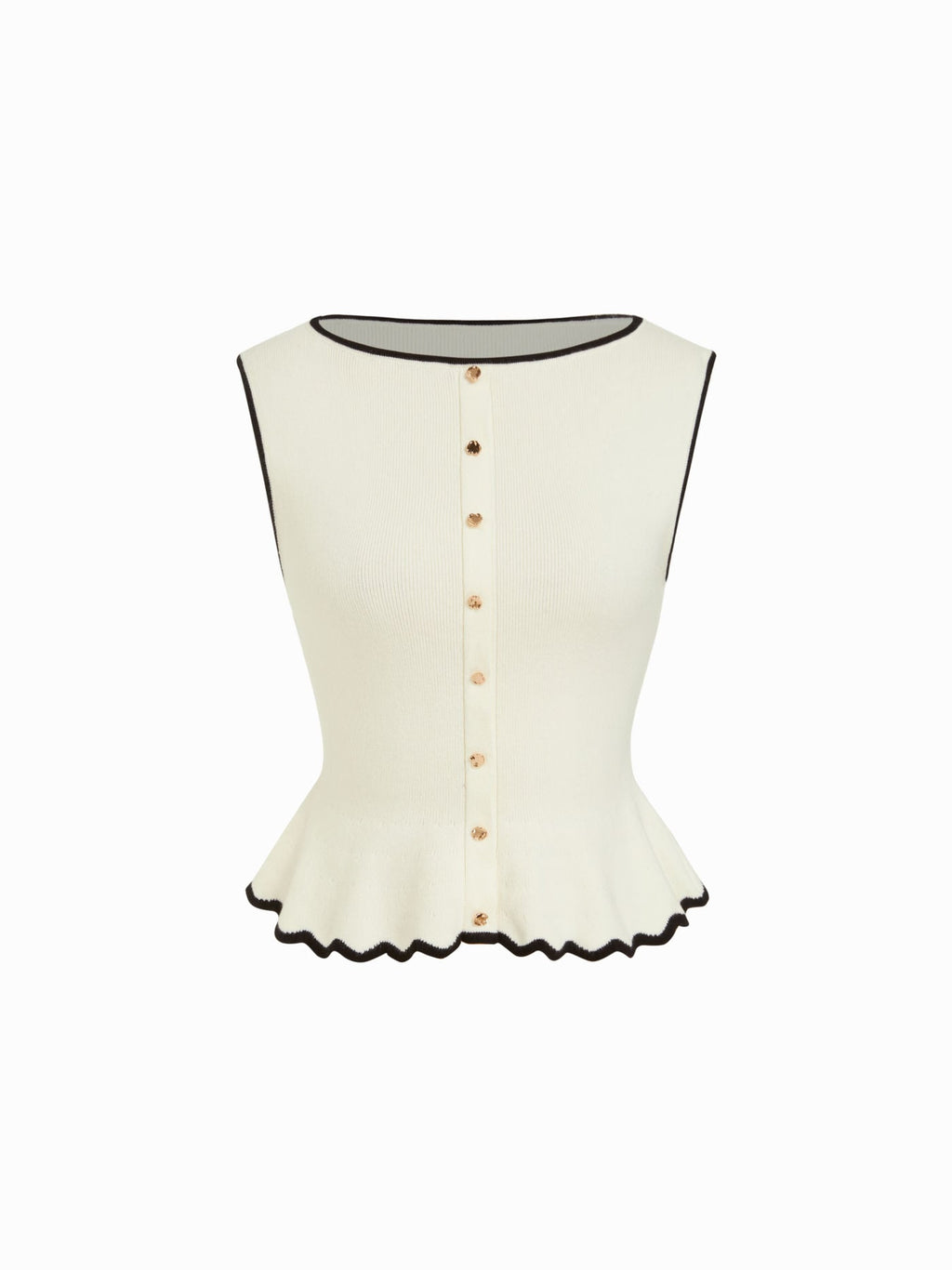Top Coco — Peplum & Botones Dorados