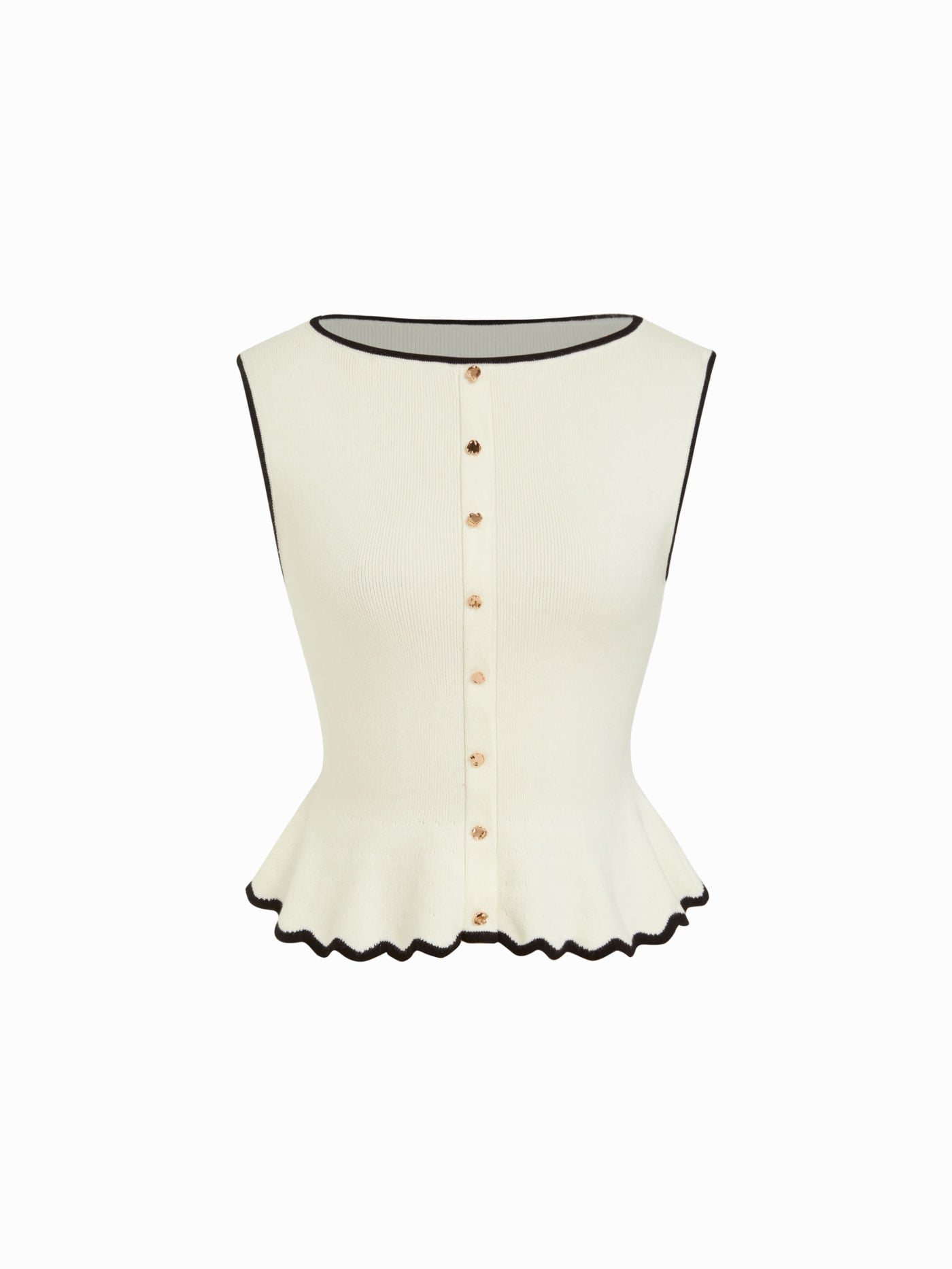 Top Coco — Peplum & Botones Dorados