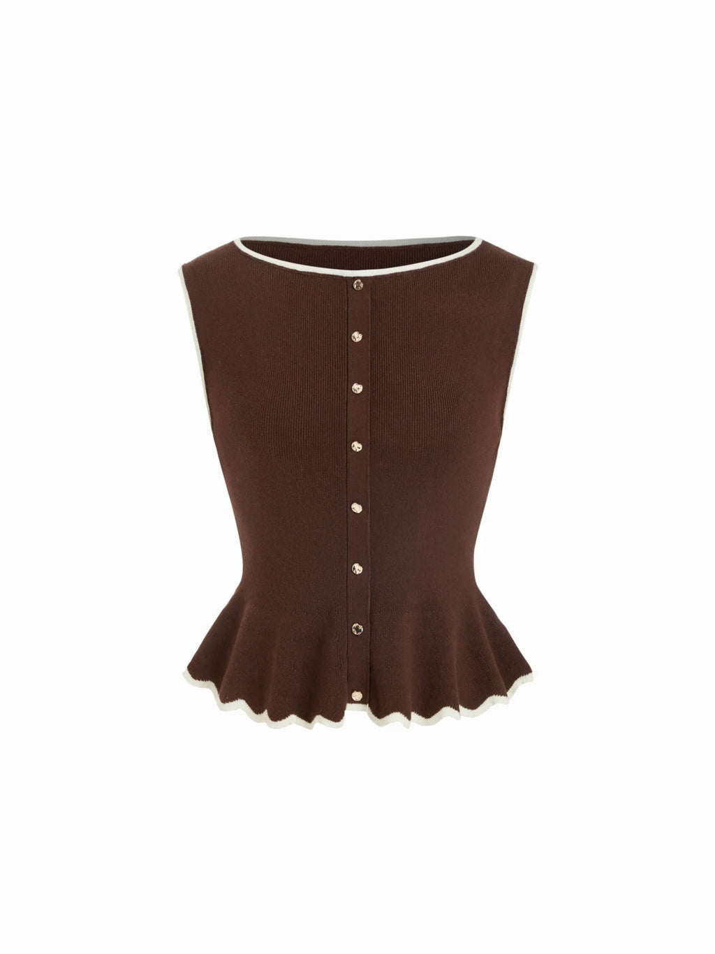 Top Coco — Peplum & Botones Dorados