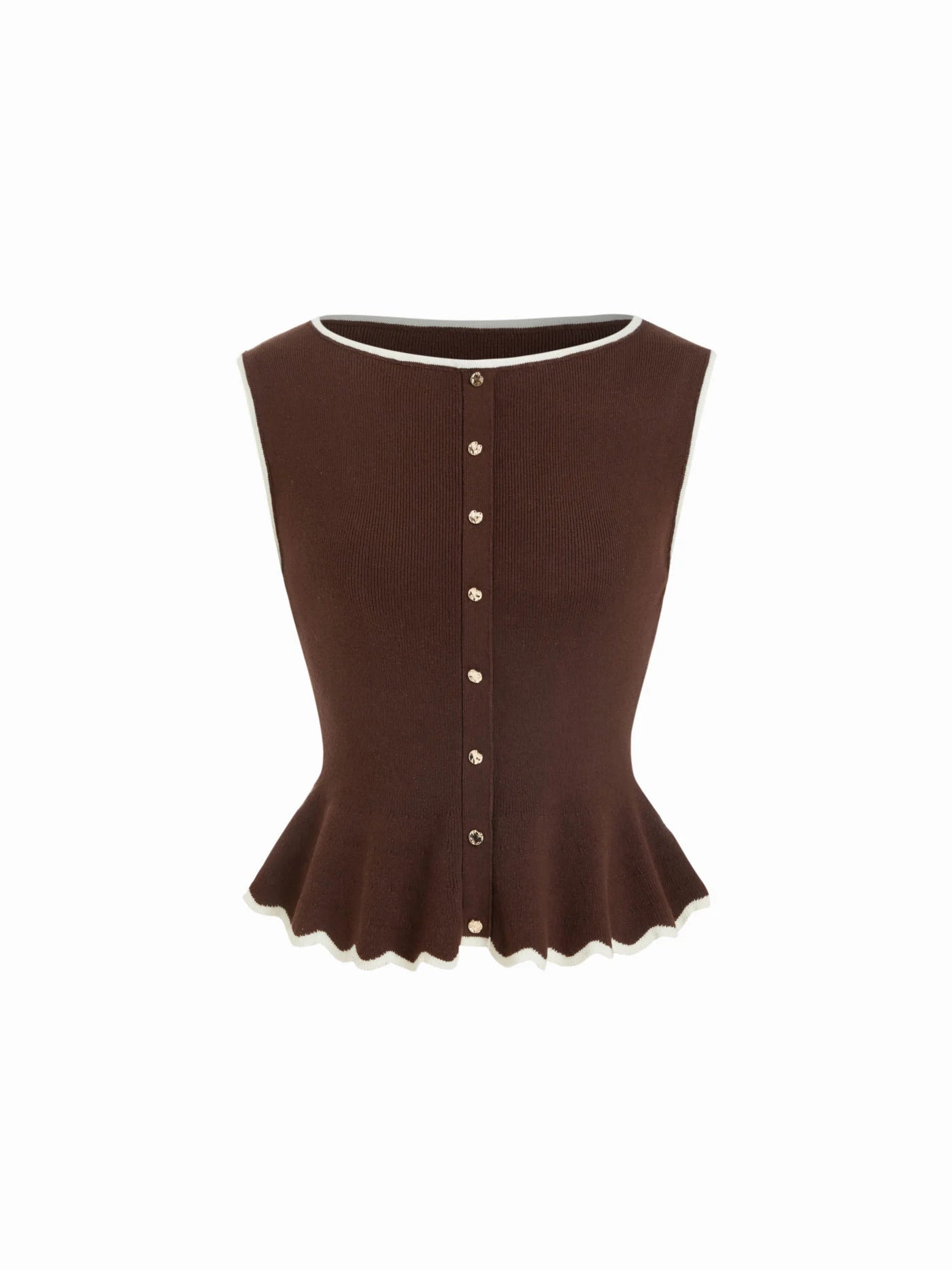 Top Coco — Peplum & Botones Dorados