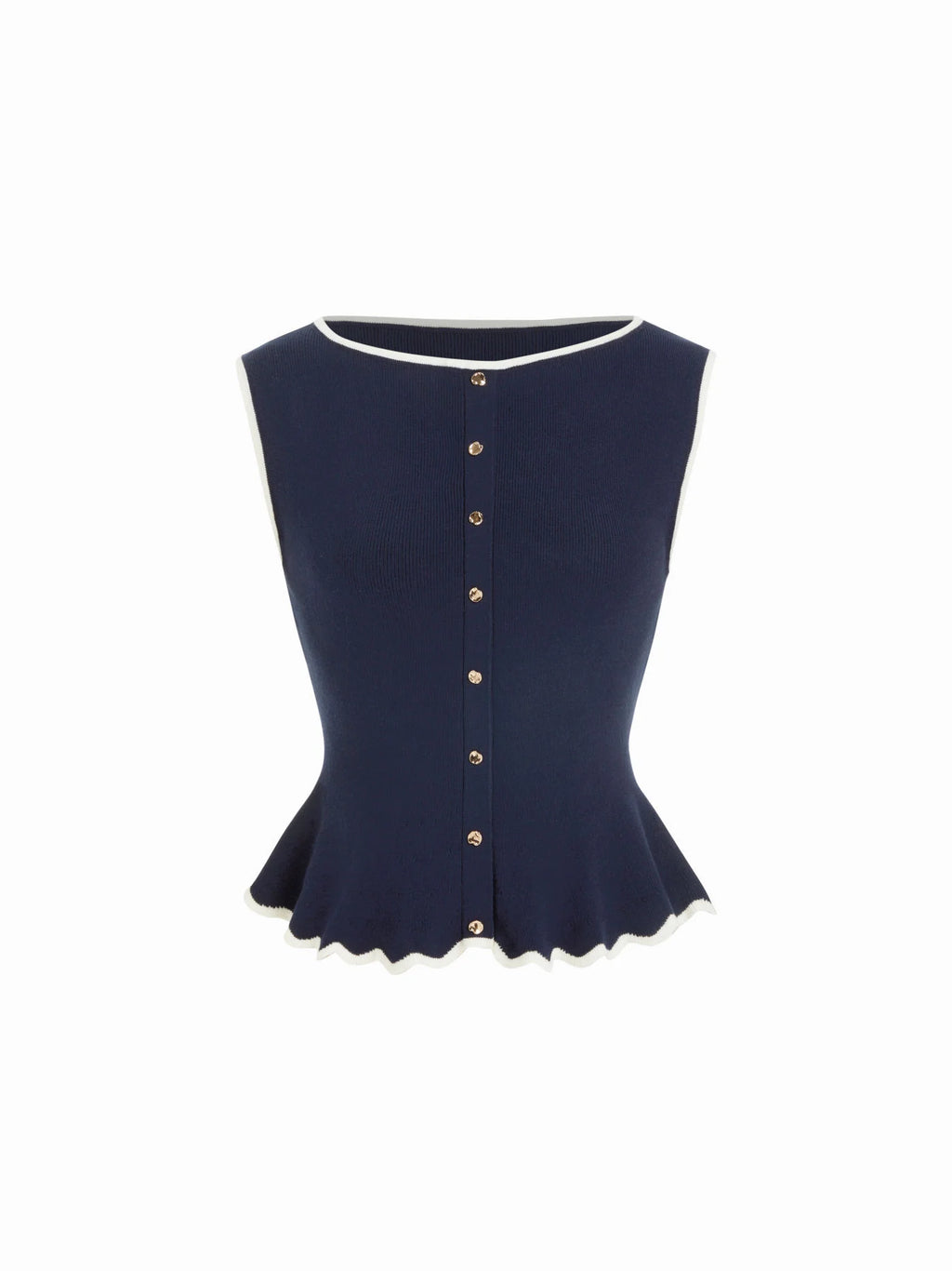 Top Coco — Peplum & Botones Dorados