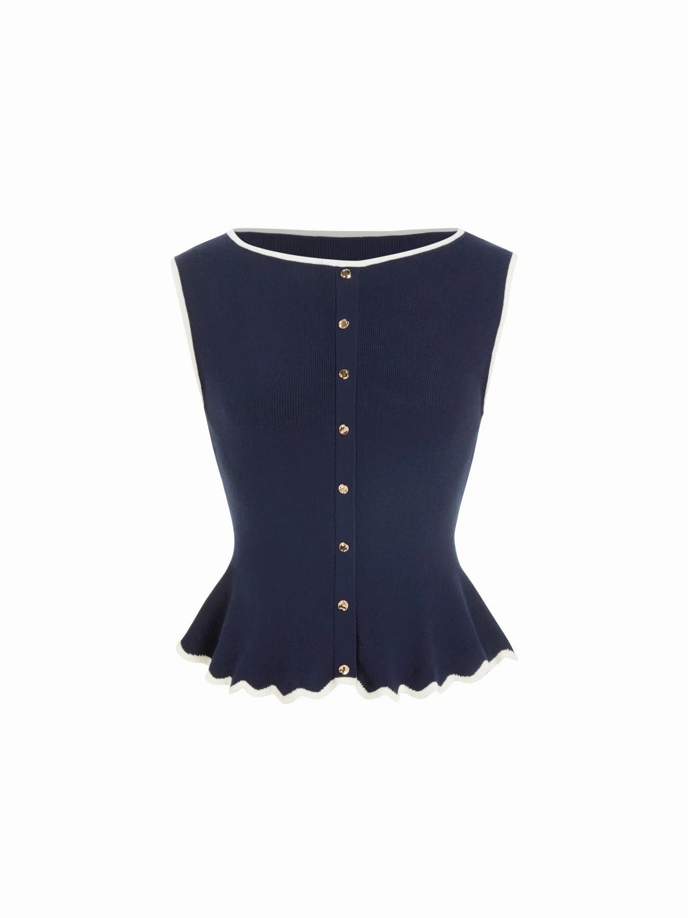 Top Coco — Peplum & Botones Dorados