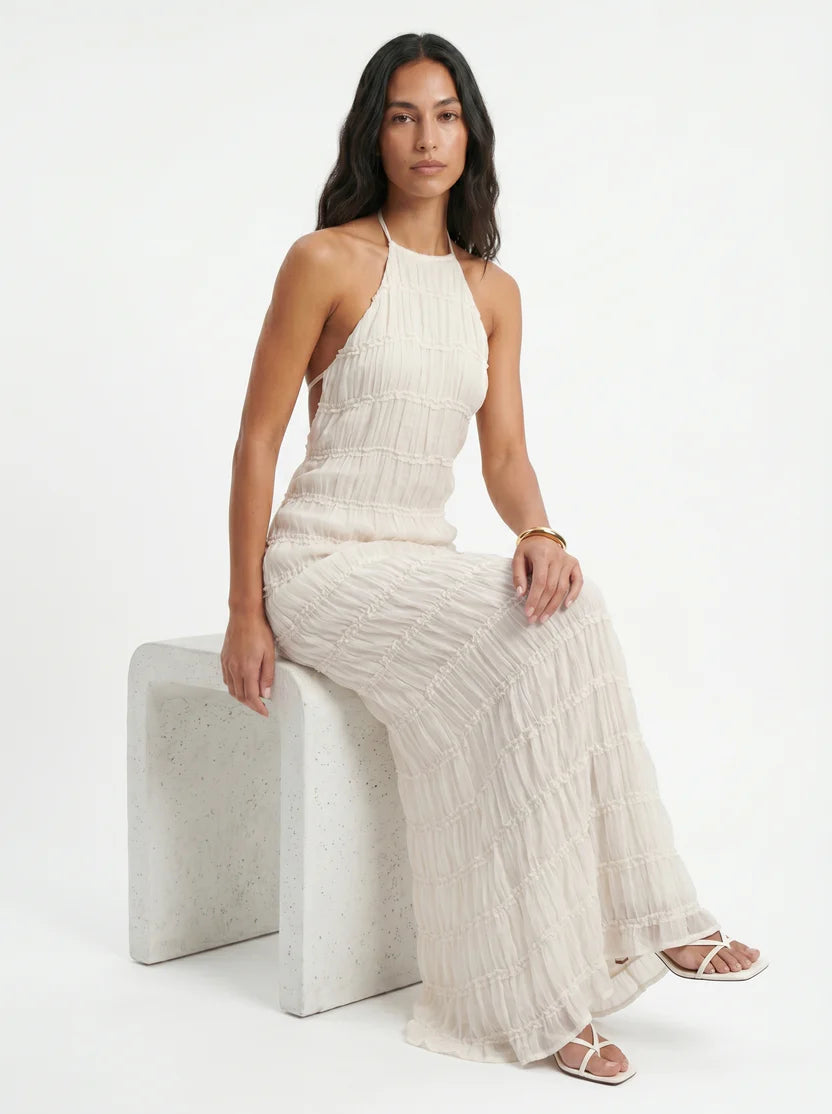 Vestido Maxi Ángela — Halter Texturizado