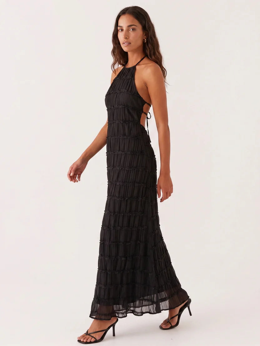 Vestido Maxi Ángela — Halter Texturizado