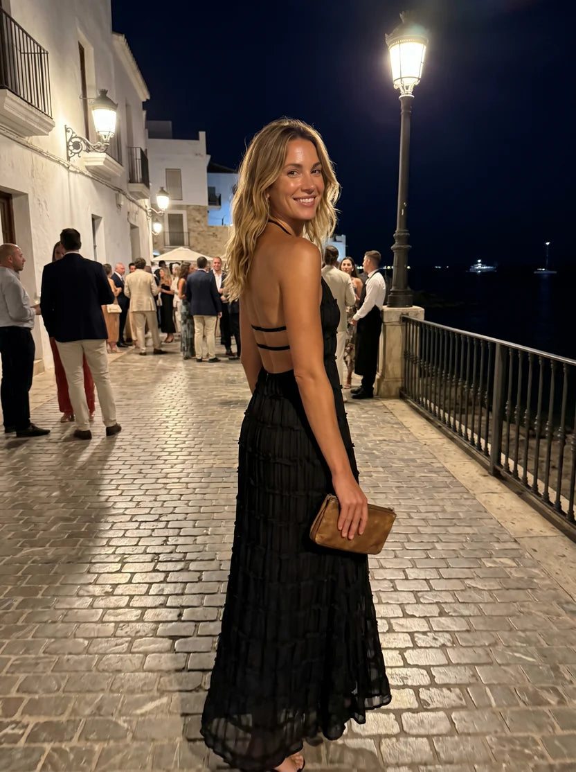 Vestido Maxi Ángela — Halter Texturizado