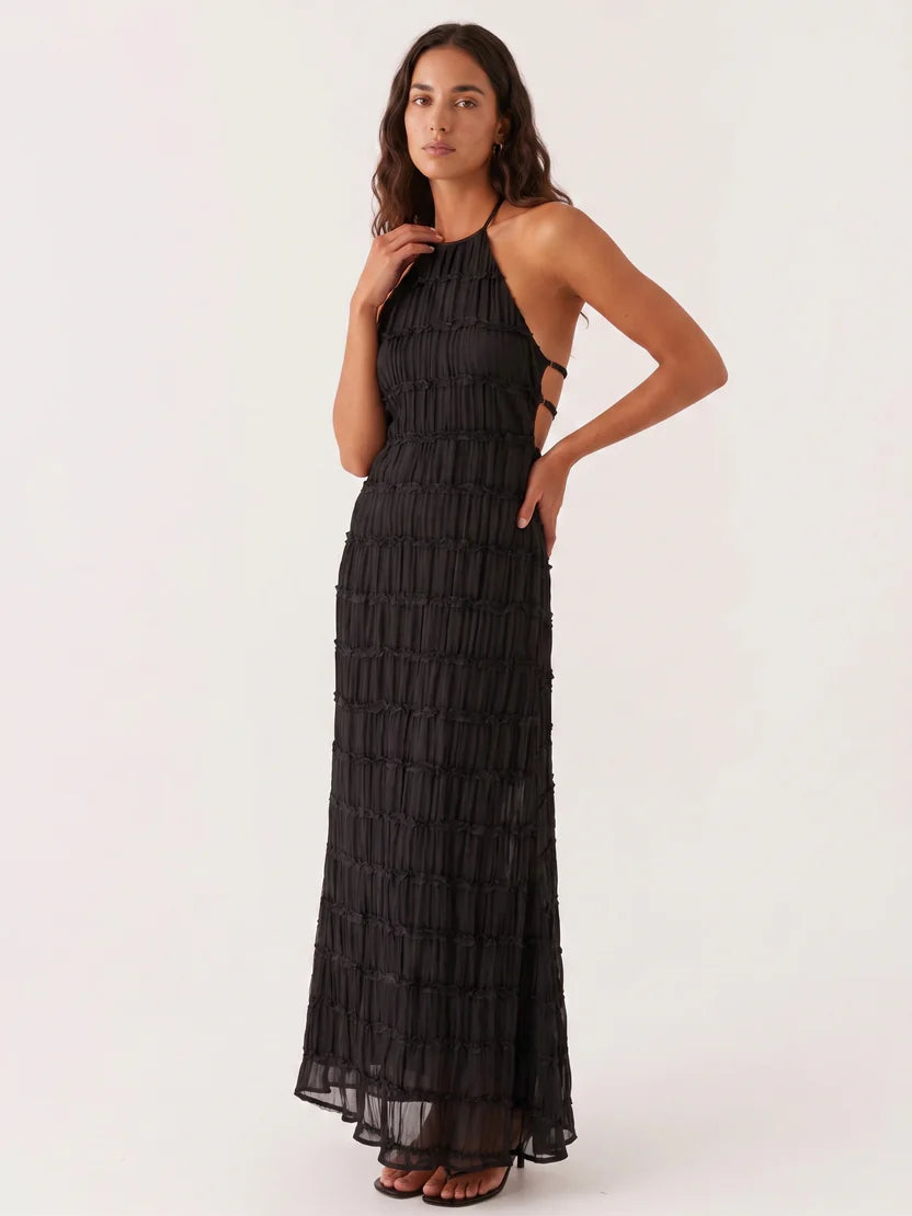 Vestido Maxi Ángela — Halter Texturizado