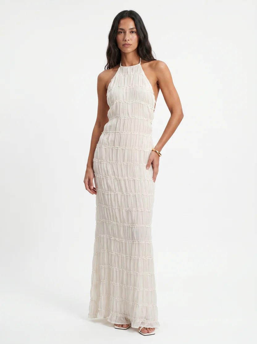 Vestido Maxi Ángela — Halter Texturizado