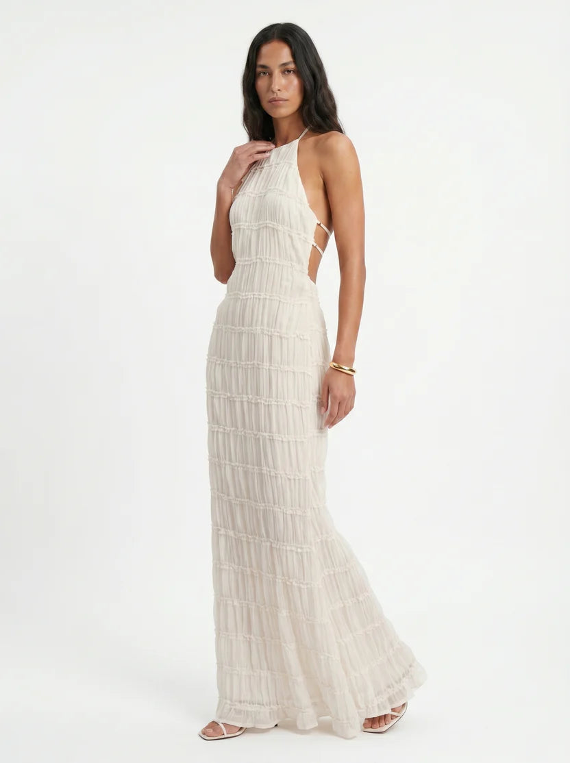 Vestido Maxi Ángela — Halter Texturizado
