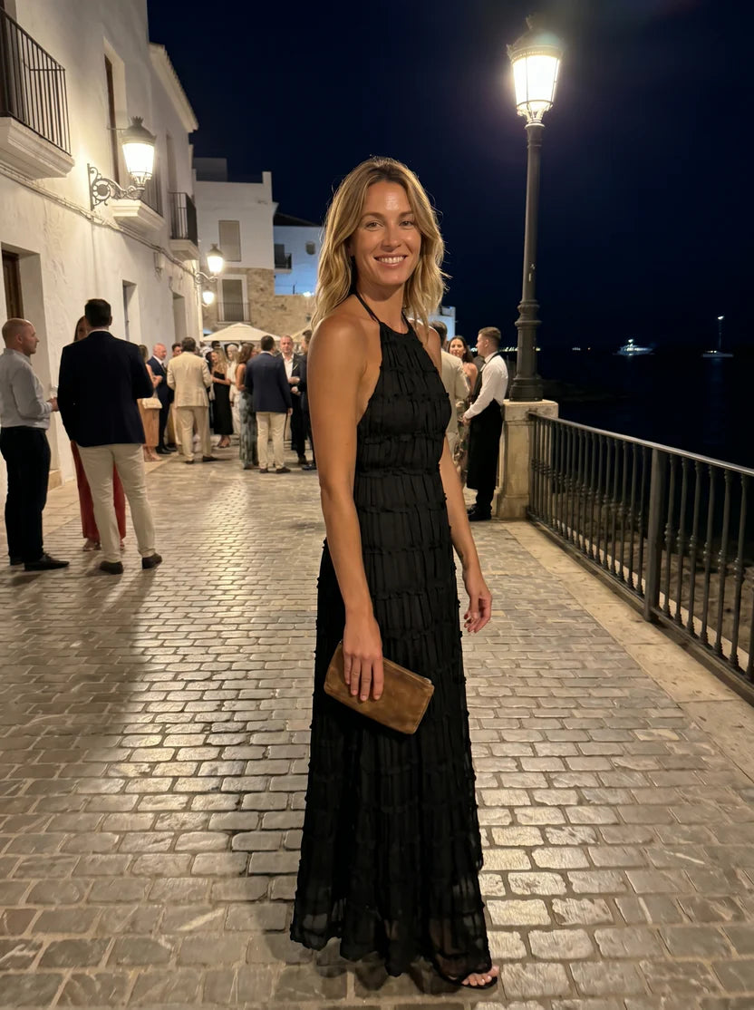 Vestido Maxi Ángela — Halter Texturizado