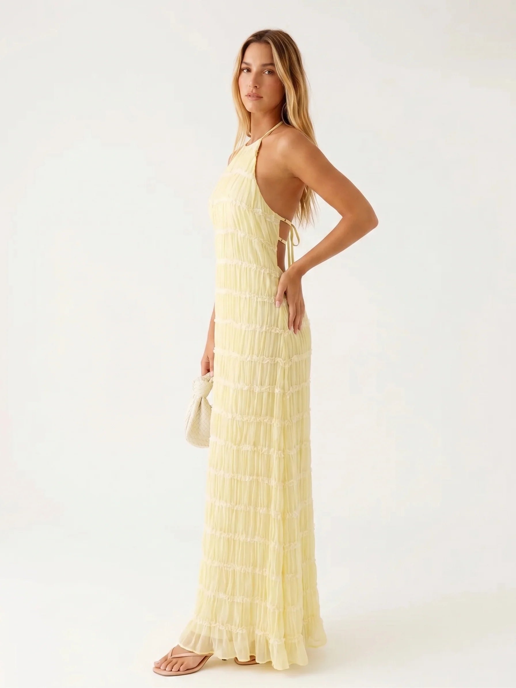 Vestido Maxi Ángela — Halter Texturizado